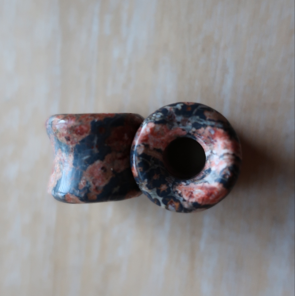 Rhodonite stone tunnel plugs 14mm or 9/16 inch